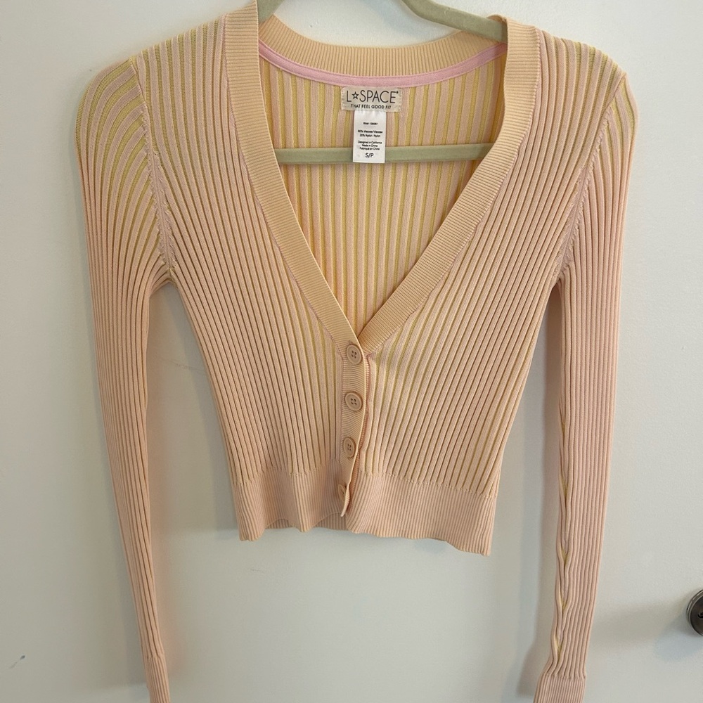 L*Space Women's Pink Ribbed Button-Down Top